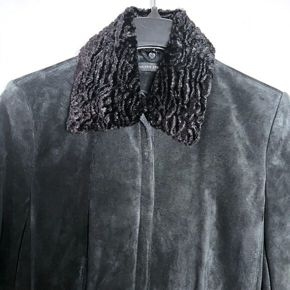 Vintage Valerie‎ Stevens Suede Leather Faux Fur Collar Jacket Medium Y2k Boho - Picture 2 of 12